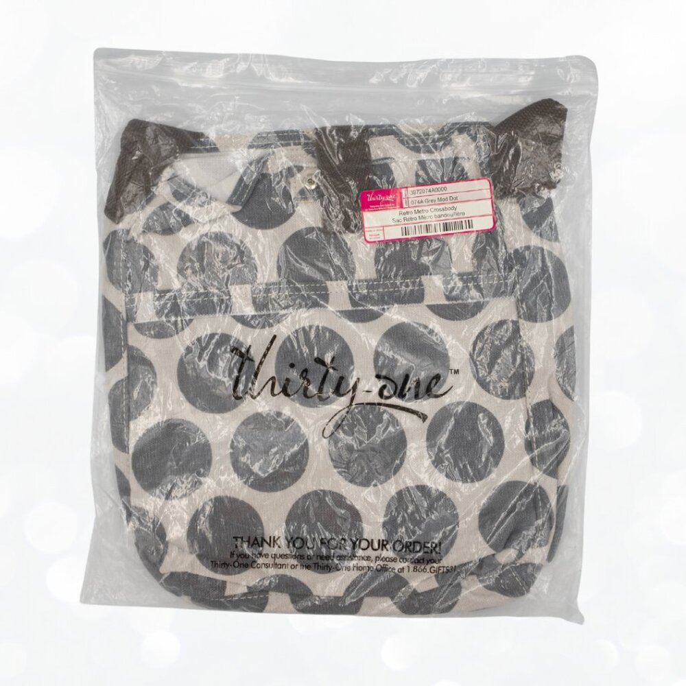 NWT Crossbody bag Thirty-One Retro Metro Crossbody | Grey Mod Dot | NIP